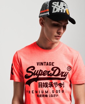 Superdry Premium Goods Mid Weight All Over Print Férfi Pólók Narancssárga | HXGBQ8361